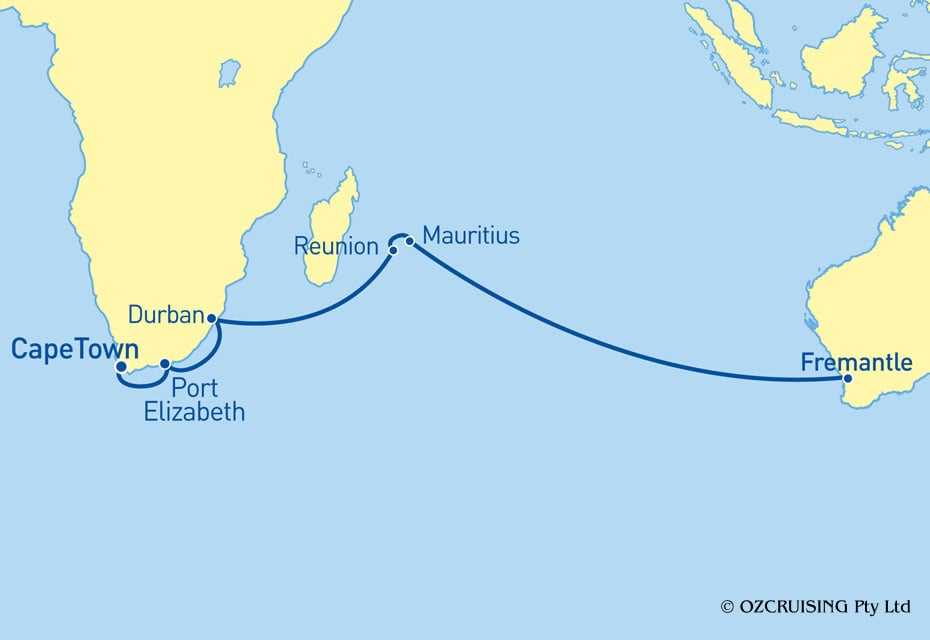 Queen Anne Fremantle to Cape Town - Ozcruising.com.au