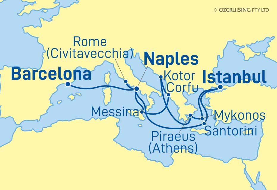 Night Rome To Barcelona Cruise On The Sun Princess Pc U A