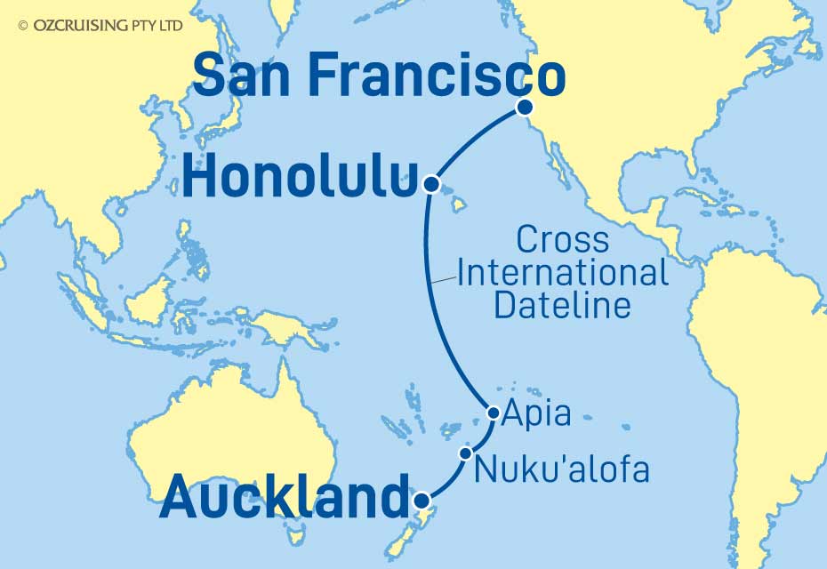 Queen Anne San Francisco to Auckland - Cruises.com.au