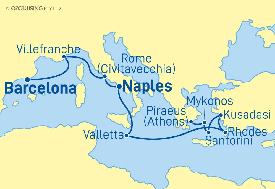 Voyager Of The Seas Barcelona to Piraeus (Athens) - Ozcruising.com.au