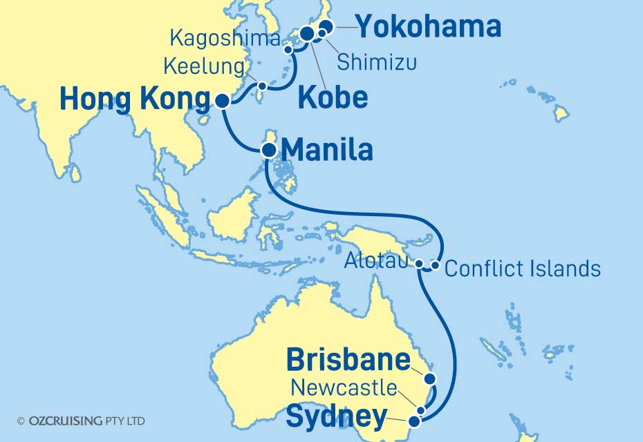 Diamond Princess Brisbane to Yokohama - Cruises.com.au