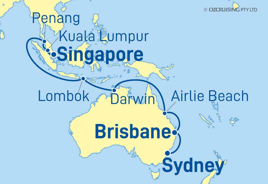 Crown Princess Sydney to Singapore - Ozcruising.com.au