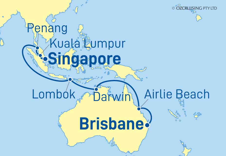 Crown Princess Brisbane to Singapore - Ozcruising.com.au