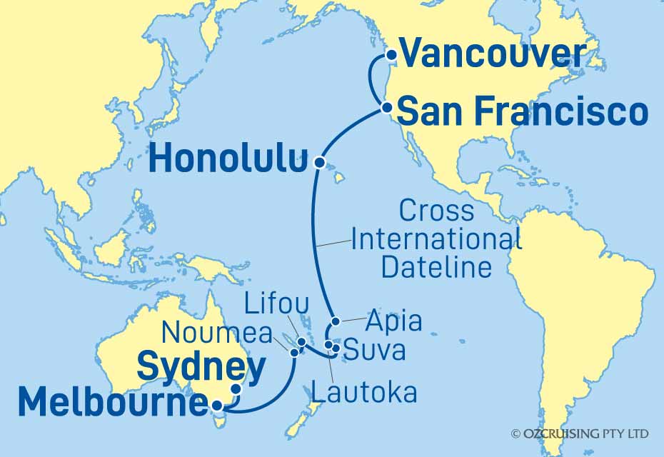 Queen Elizabeth Vancouver to Sydney - Ozcruising.com.au
