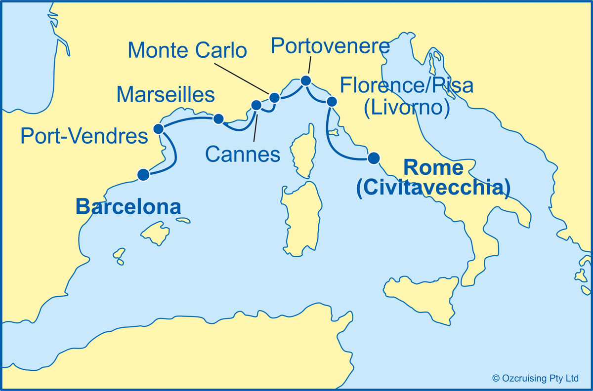 Azamara Journey Barcelona to Rome - Cruises.com.au