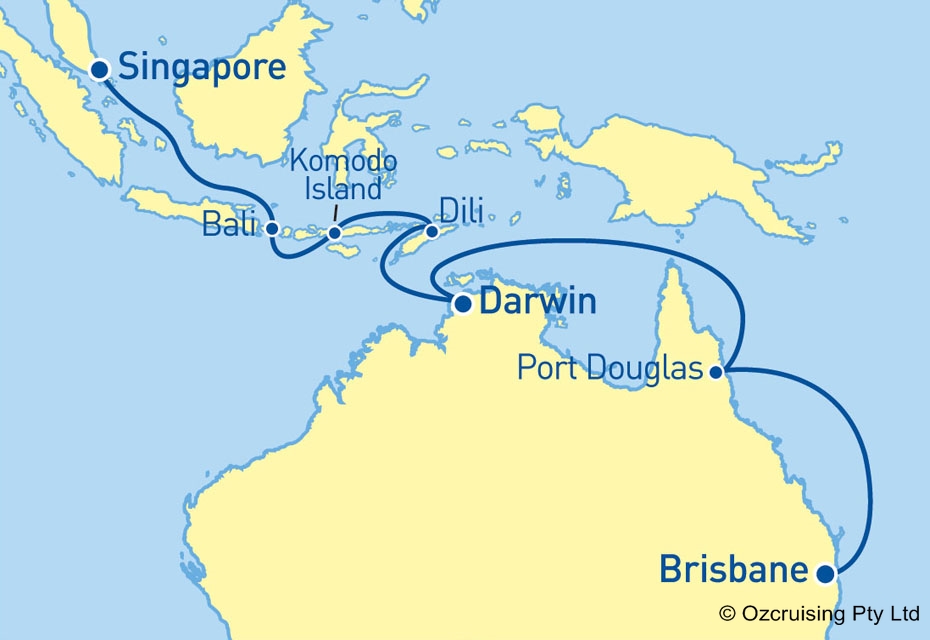 14 Night Brisbane Singapore Cruise on the Pacific Dawn PAW939N