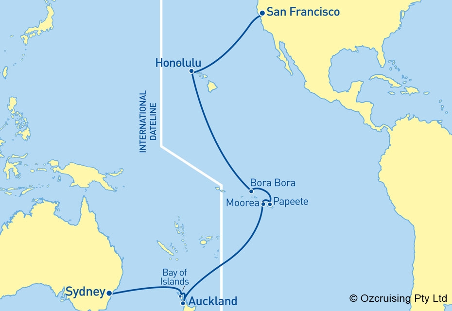 Queen Elizabeth San Francisco to Sydney - Ozcruising.com.au