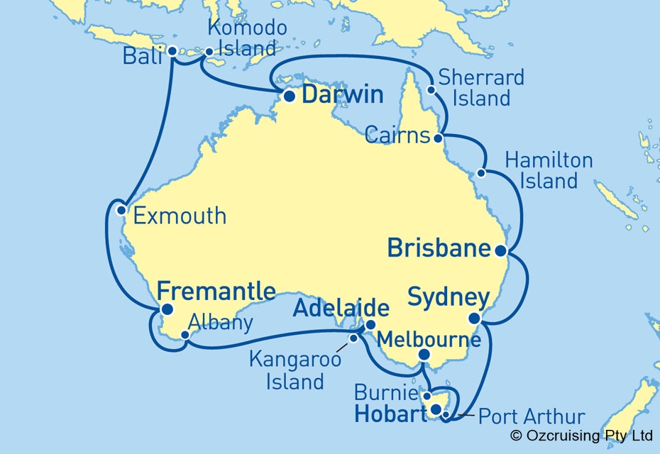 what cruises circumnavigate australia in 2024