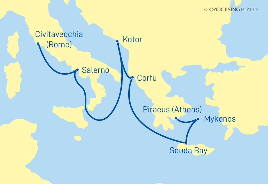 Emerald Princess Rome to Athens - Cruises.com.au