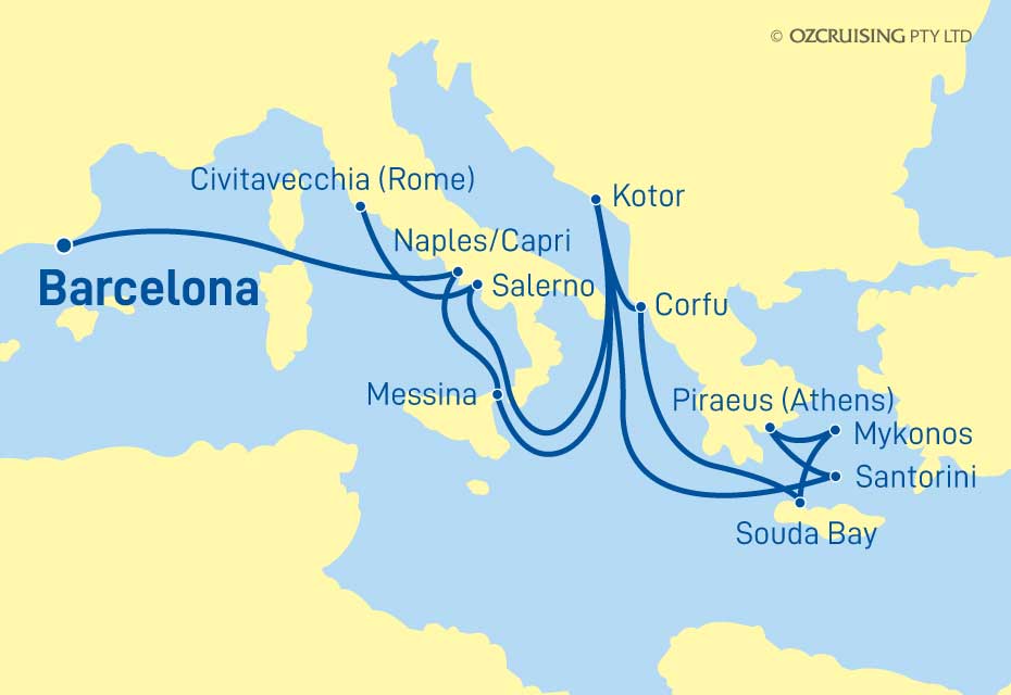 Crown Princess Rome to Barcelona - Cruises.com.au