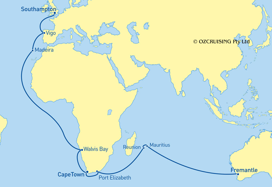 Queen Elizabeth Southampton to Fremantle - Cruises.com.au
