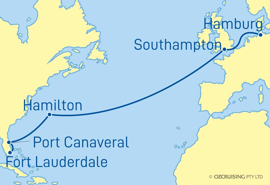 Queen Victoria Hamburg to Fort Lauderdale - Ozcruising.com.au