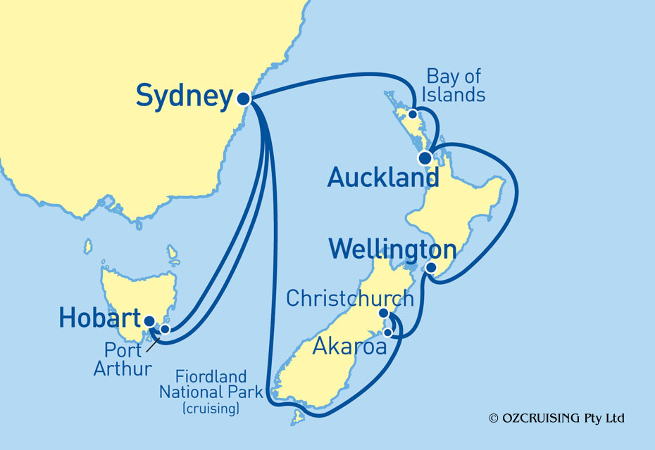 Queen Elizabeth New Zealand & Tasmania - Ozcruising.com.au