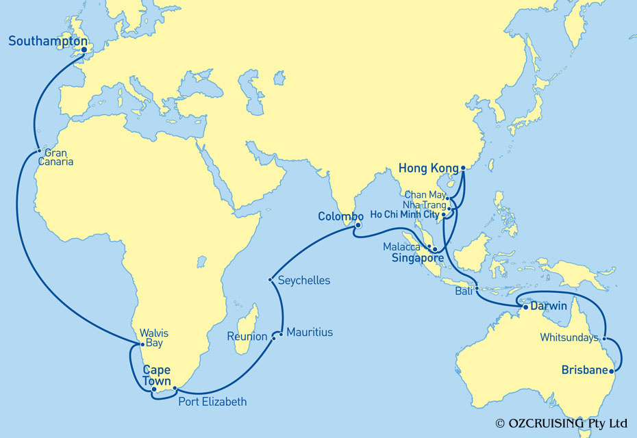 Queen Victoria Brisbane to Southampton - Cruises.com.au
