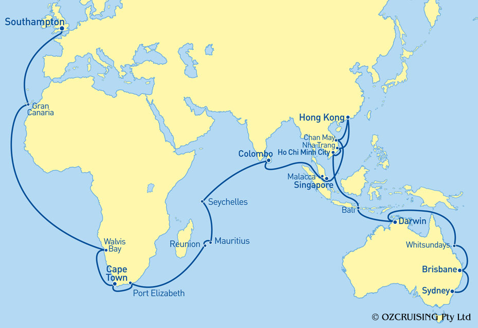 Queen Victoria Sydney to Southampton - Cruises.com.au
