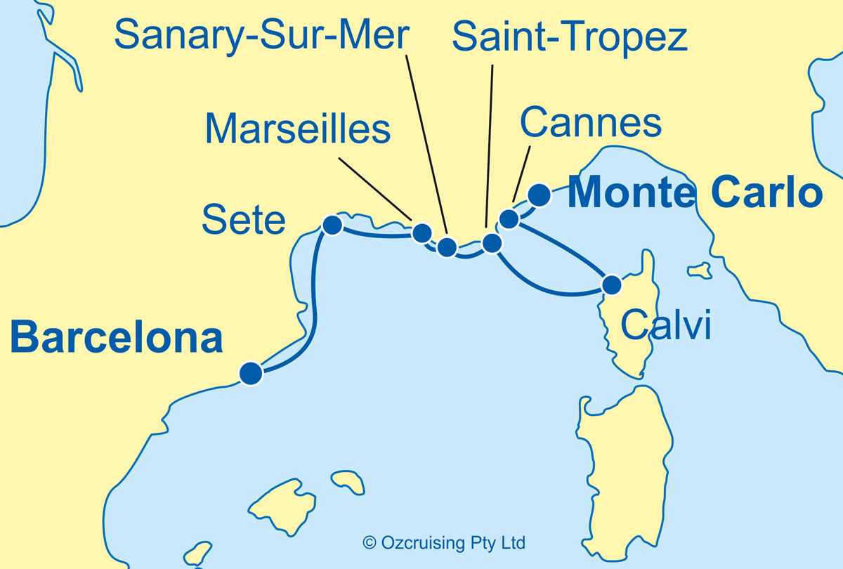 Azamara Journey Barcelona to Monte Carlo - Ozcruising.com.au