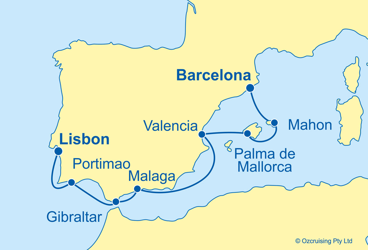 Azamara Journey Lisbon to Barcelona - Ozcruising.com.au