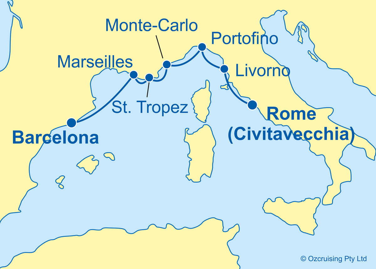 Azamara Journey Barcelona to Rome - Cruises.com.au