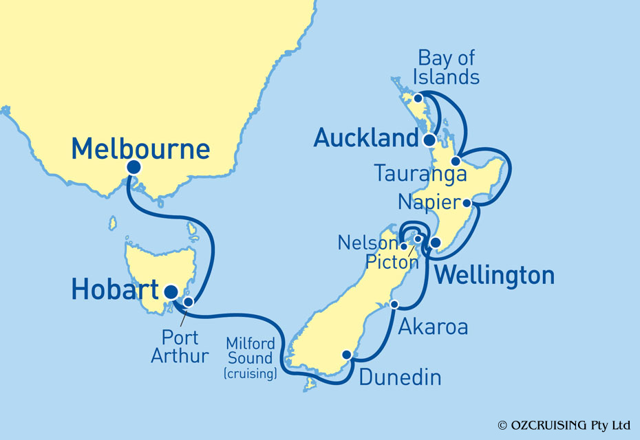 Azamara Quest Melbourne to Auckland - Ozcruising.com.au