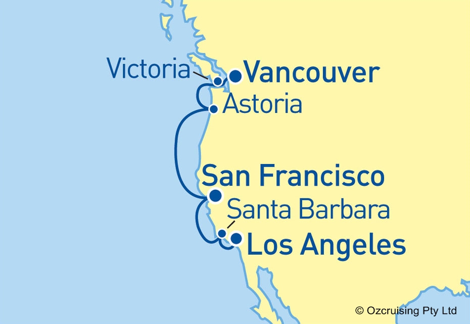 Coral Princess Vancouver to Los Angeles - Ozcruising.com.au