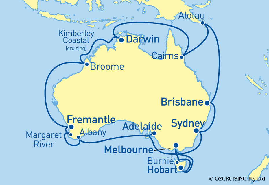 28 Night Around Australia Cruise on the Sea Princess PCC007A