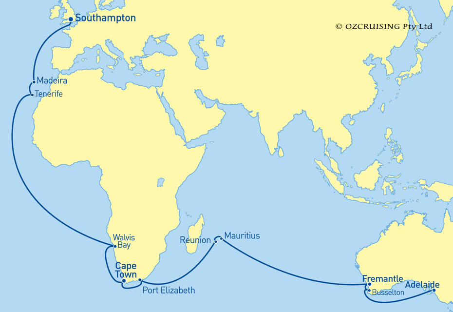 Queen Mary 2 Southampton to Adelaide - Cruises.com.au