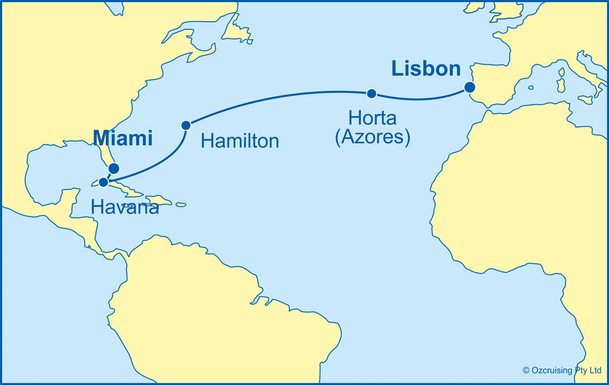 Azamara Journey Lisbon to Miami - Ozcruising.com.au