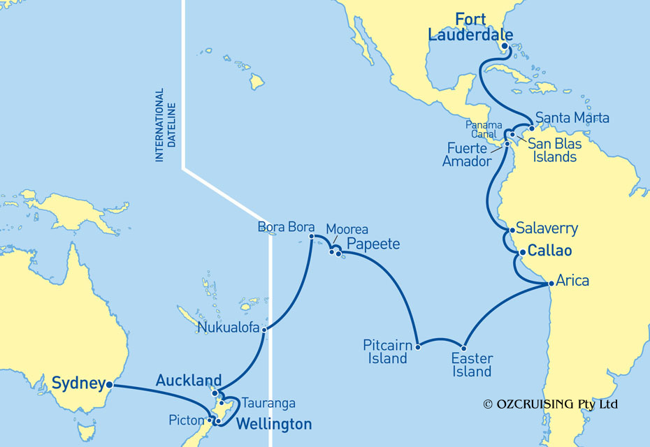 ms Amsterdam Florida to Sydney - Ozcruising.com.au