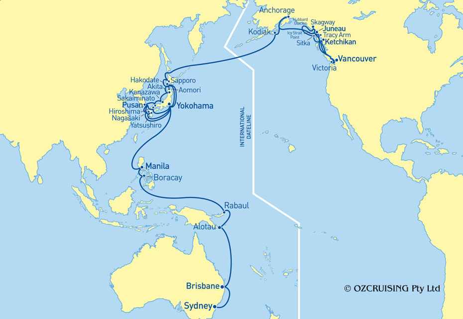 Queen Elizabeth Sydney to Vancouver - Ozcruising.com.au