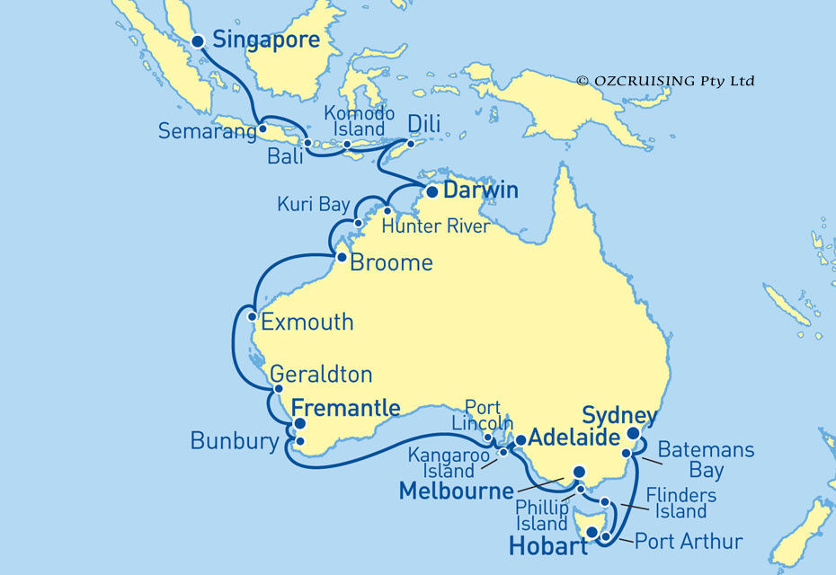 Seabourn Sojourn Sydney to Singapore - Ozcruising.com.au