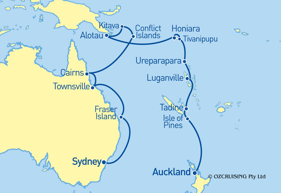 Seabourn Sojourn Auckland to Sydney - Ozcruising.com.au