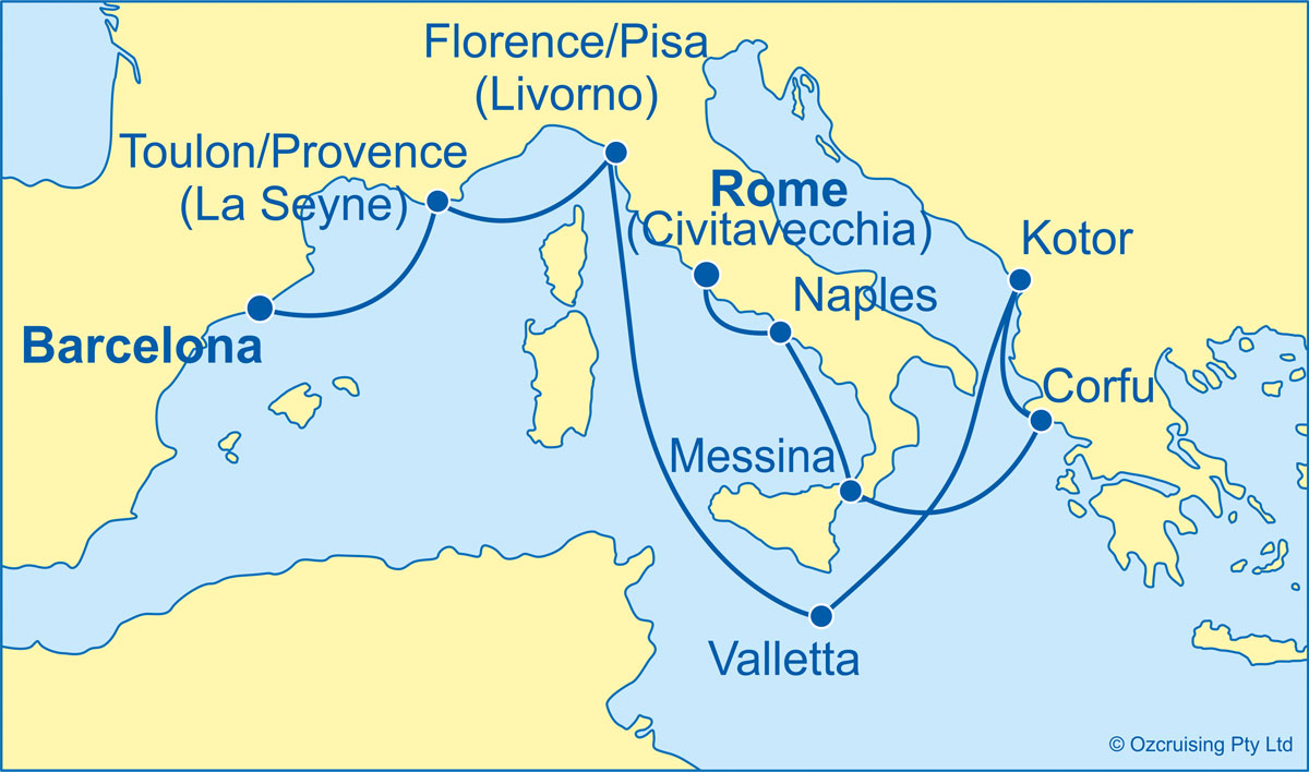 Emerald Princess Barcelona to Rome - Cruises.com.au