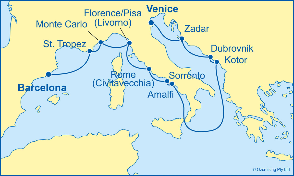 Azamara Journey Barcelona to Venice - Ozcruising.com.au
