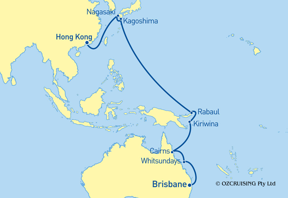 Arcadia Brisbane to Hong Kong - Ozcruising.com.au