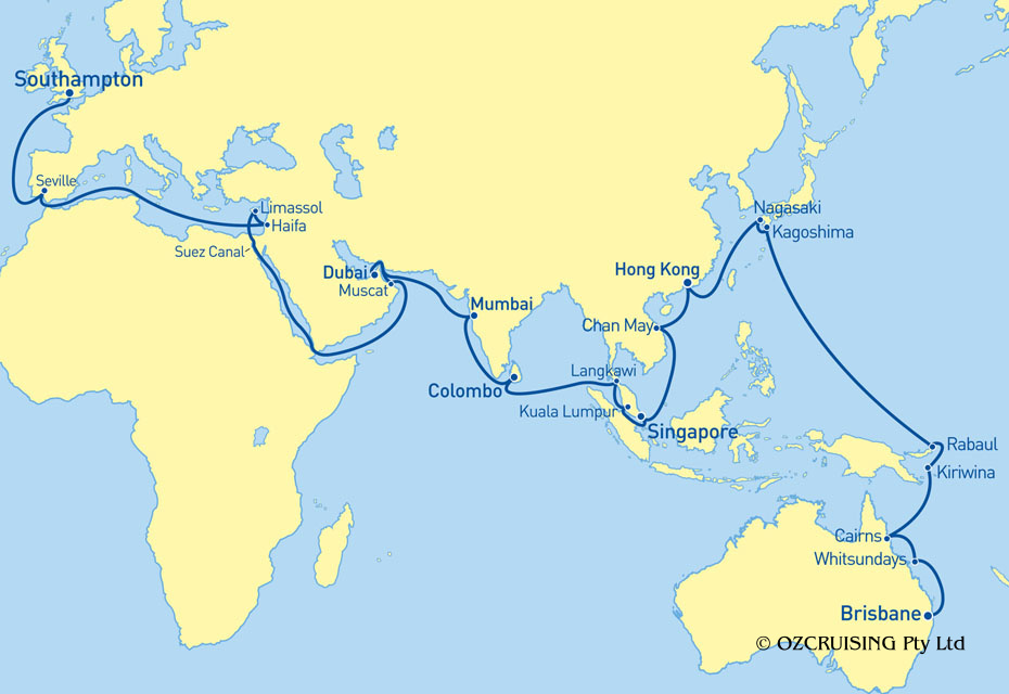 Arcadia Brisbane to Southampton - Cruises.com.au
