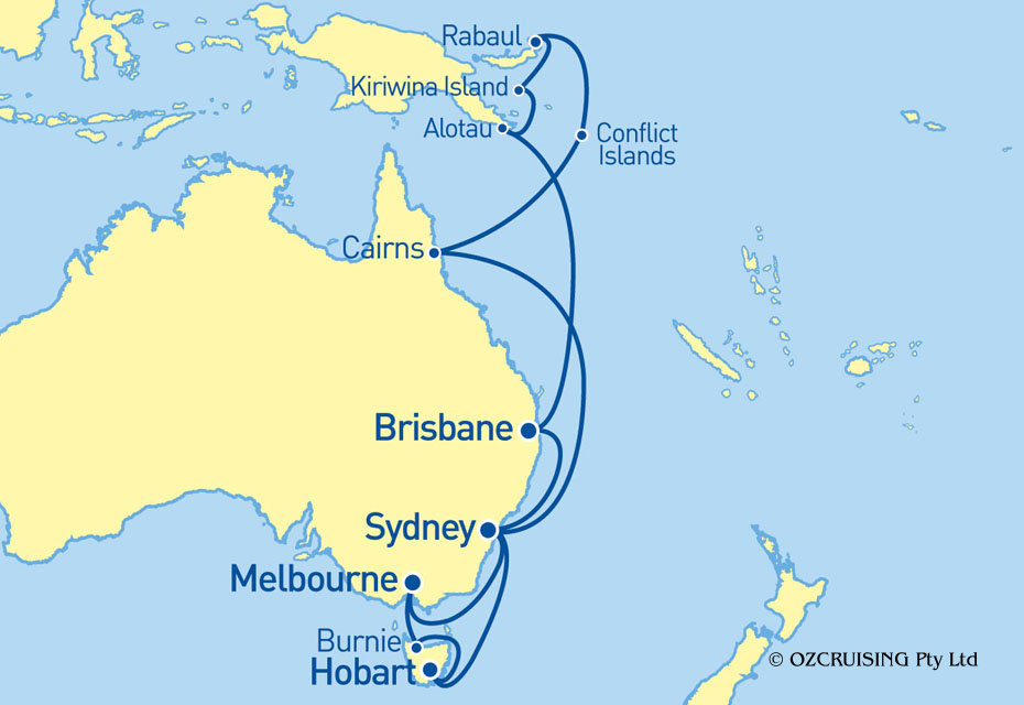 Queen Elizabeth Papua New Guinea and Tasmania - Ozcruising.com.au