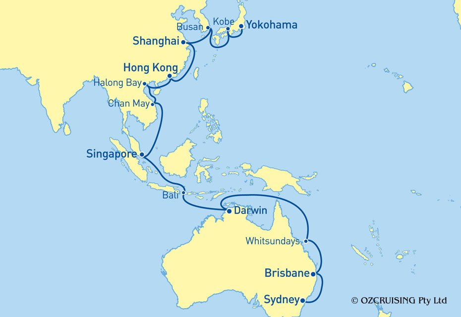 Queen Elizabeth Sydney to Yokohama - Ozcruising.com.au