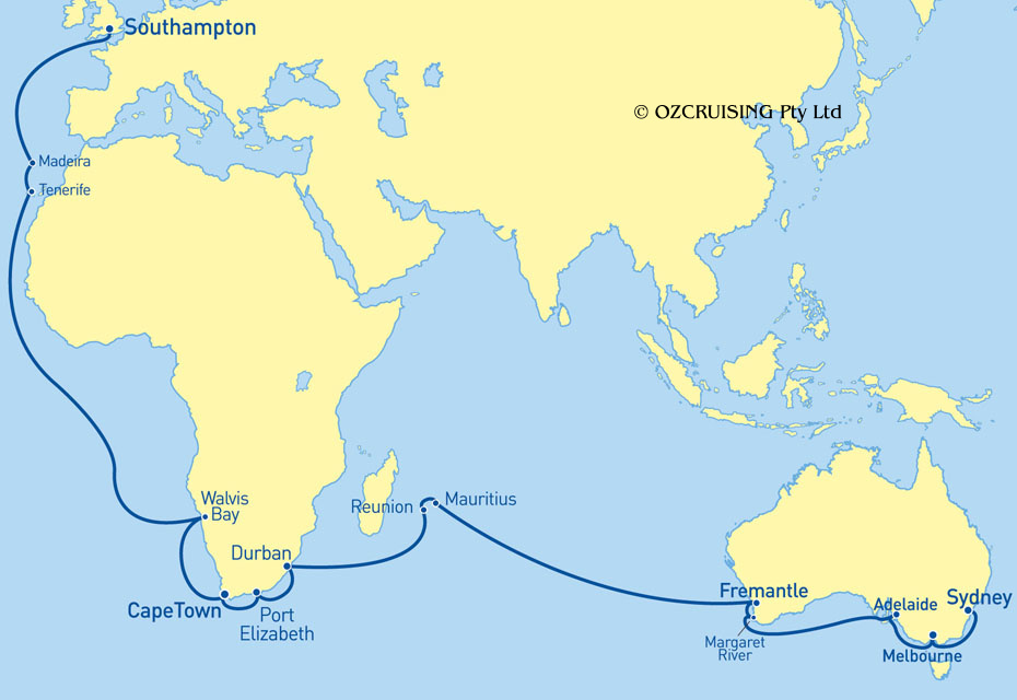 Queen Mary 2 Sydney to Southampton - Ozcruising.com.au