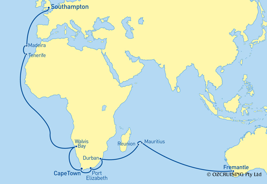 Queen Mary 2 Fremantle to Southampton - Ozcruising.com.au