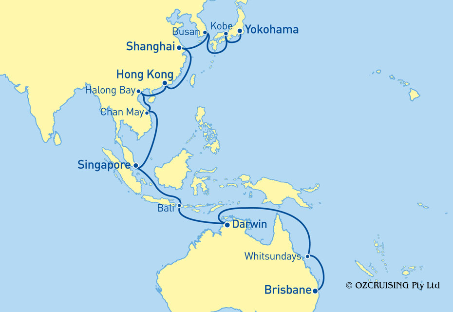 Queen Elizabeth Brisbane to Yokohama - Ozcruising.com.au