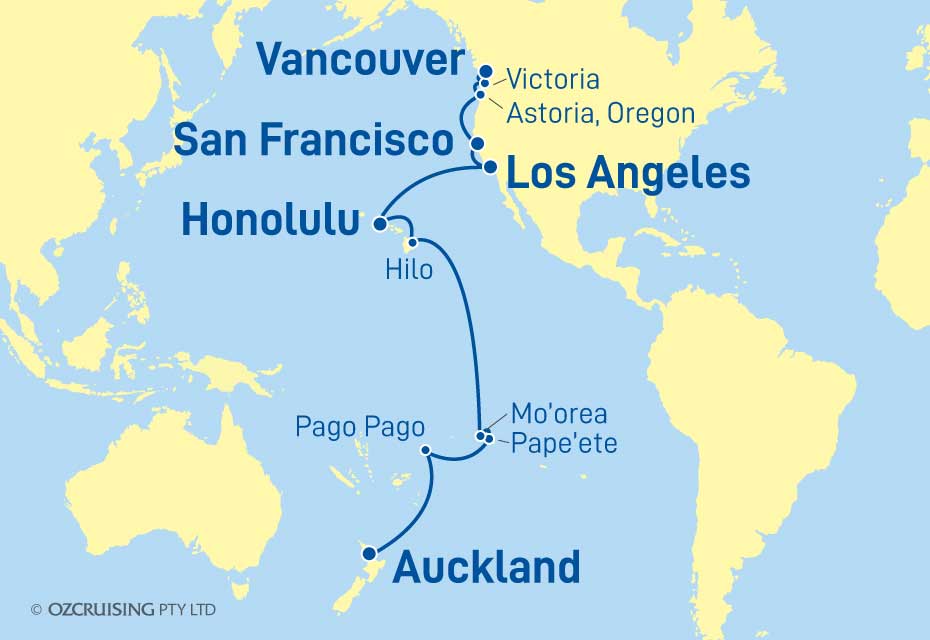 Ruby Princess Auckland to Vancouver - Ozcruising.com.au