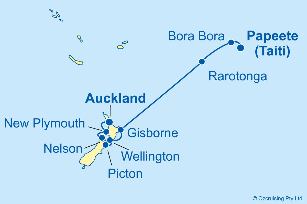 Azamara Journey Papeete to Auckland - Ozcruising.com.au
