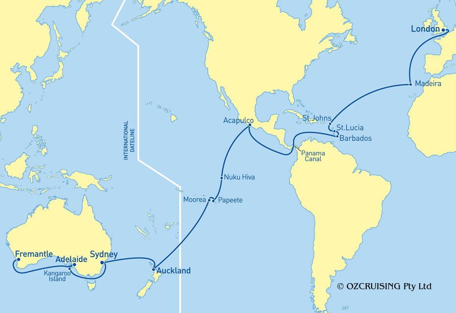 Astor London To Fremantle - Cruises.com.au