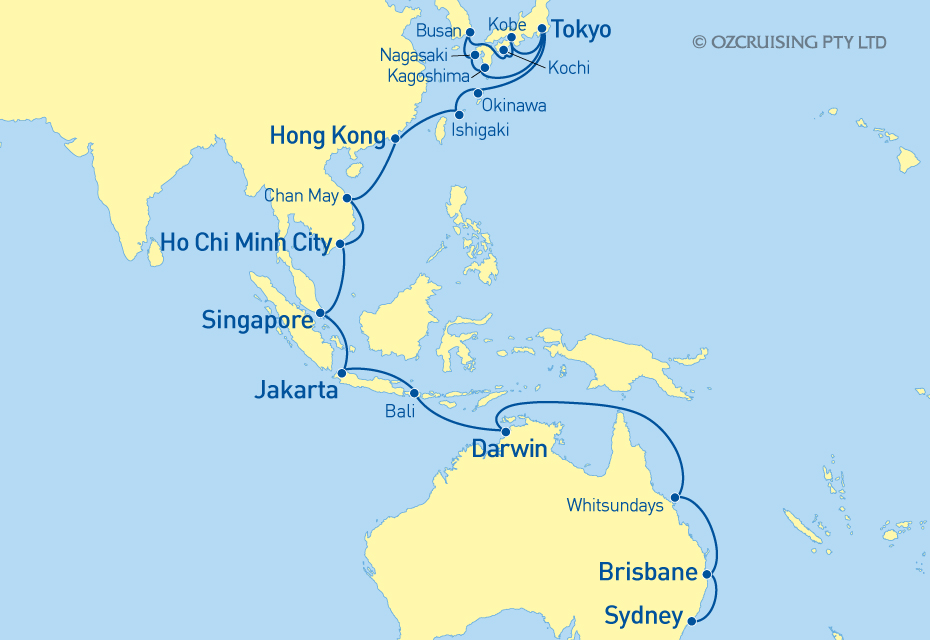 Queen Elizabeth Tokyo to Sydney - Ozcruising.com.au