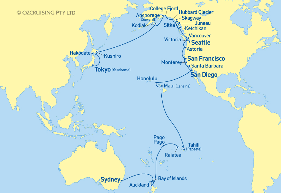 Sun Princess Yokohama to Sydney - Ozcruising.com.au