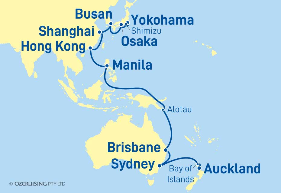 Sun Princess Auckland to Yokohama - Ozcruising.com.au