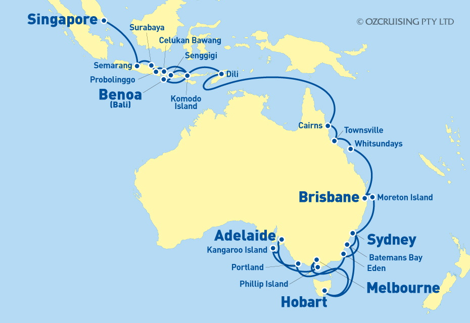 Seabourn Encore Sydney to Singapore - Ozcruising.com.au