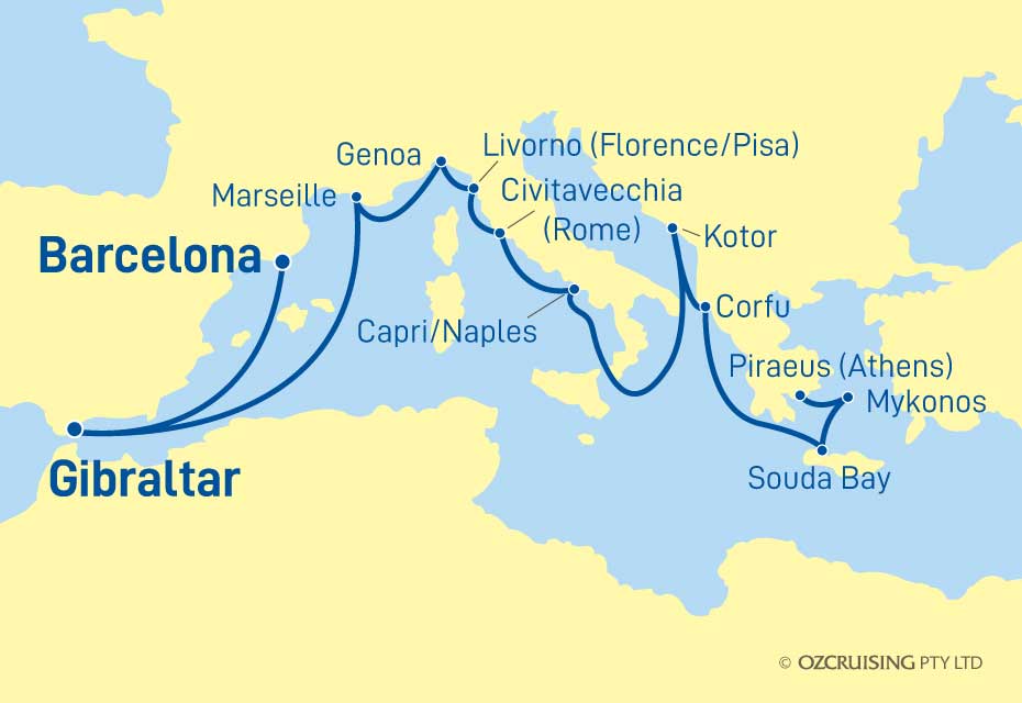 14 Night Barcelona to Athens Cruise on the Enchanted Princess PCN049A