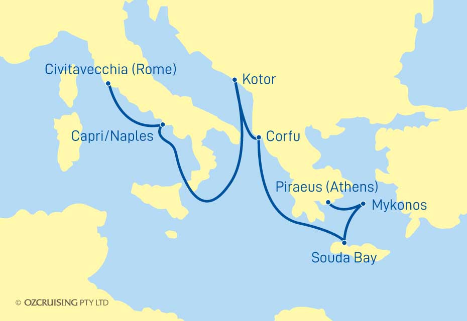 7 Night Rome to Athens Cruise on the Enchanted Princess PCN044