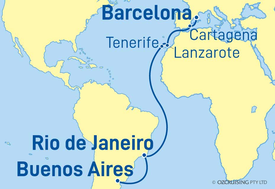 Celebrity Silhouette Barcelona to Buenos Aires - Ozcruising.com.au